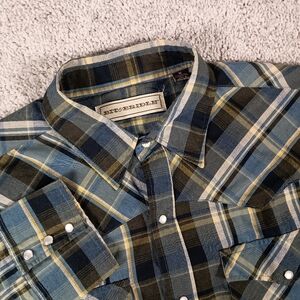 Bit & Bridle‎ Pearl Snaps Plaid Long Sleeve Mens Western Shirt XL